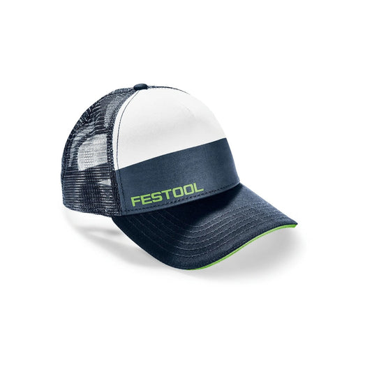 Festool Fashion Cap GC-FT2 Frontansicht, Colour Blocking Design dunkelblau weiß grün mit Mesh-Einsatz