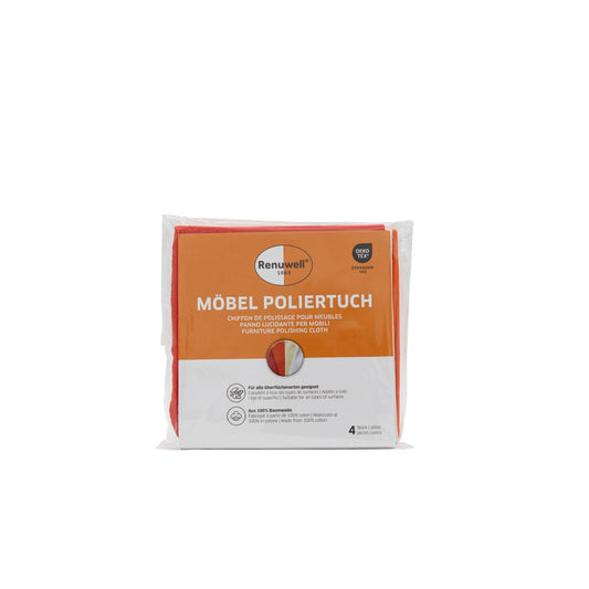 Renuwell Möbel Poliertuch 4er Pack, fusselfreies Baumwolltuch zur Möbelpflege, Verpackung