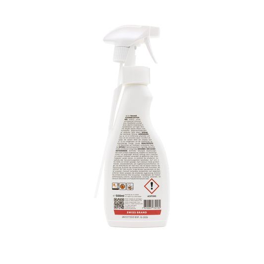 Renuwell Schimmel-Entferner 500 ml Sprühflasche mit Chlor, Rückseite mit Produktinformationen