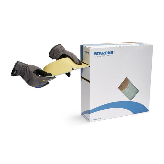 STARCKE Schleifrolle 514C Gold mit Schaumstoff-Handpads und Verpackung, 115 x 25 m perforiert