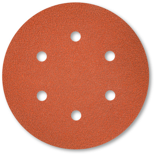Sia Abrasives 1919 siawood+ Schleifscheibe, rund, orange, mit 6 Befestigungslöchern für Holzschliff.