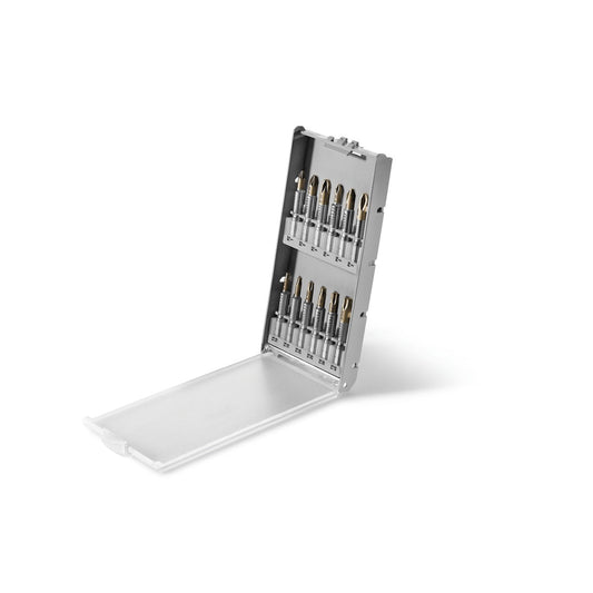 Festool Bitkassette BKS SYS3 50mm CE mit 12 CENTROTEC-Bits in geöffneter Deckelfachkassette