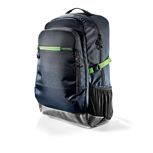 Festool Rucksack RS-FT1 Hauptansicht mit grünen Akzenten, gepolsterten Trägern und Tarpaulin-Boden