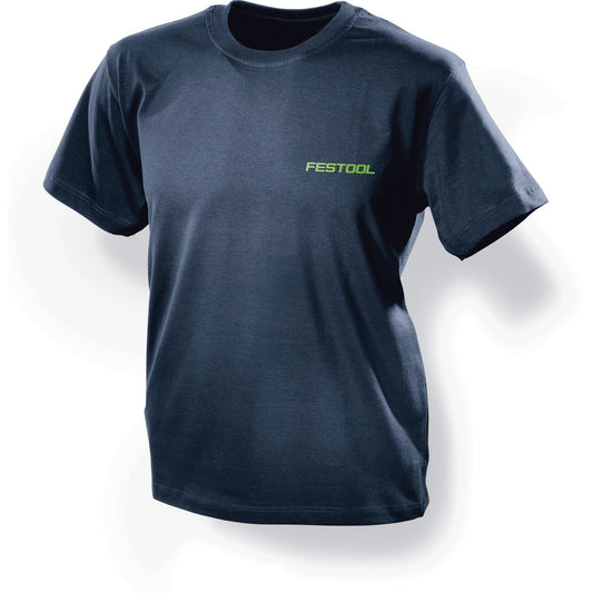 Festool T-Shirt SH-FT2 dunkelblau mit grünem Logo-Aufdruck, Rundhalsausschnitt, Unisex-Schnitt