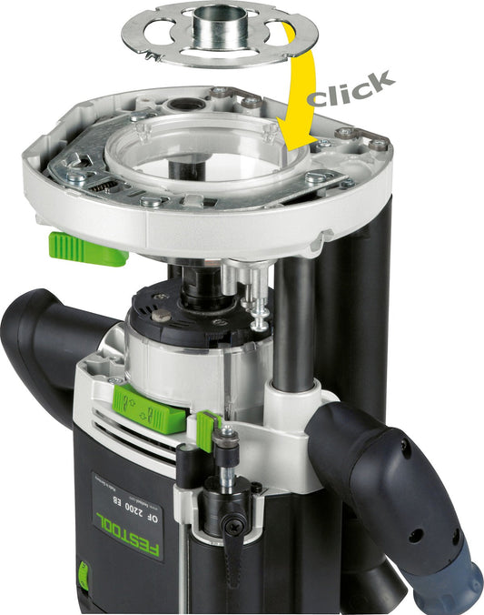 Festool Kopierring mit Click-Befestigung für Oberfräsen OF 1400 und OF 2200 zur Schablonenführung.