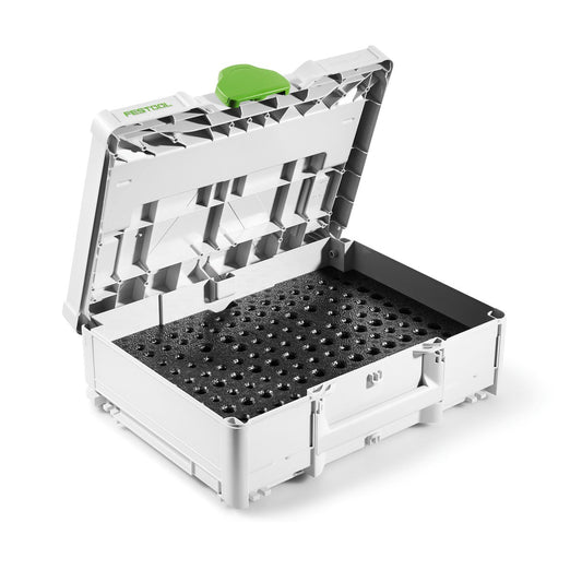 Festool Systainer³ SYS3-OF D8/D12 geöffnet mit Formschaumeinsatz für Oberfräser-Aufbewahrung