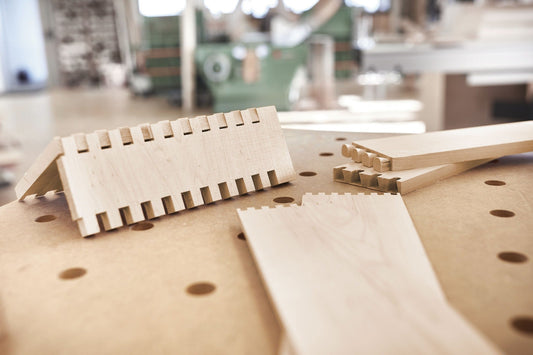 Festool Spiralnutfräser HW mit 8 mm Schaft bei Fräsarbeiten an Holzplatinen in Werkstatt