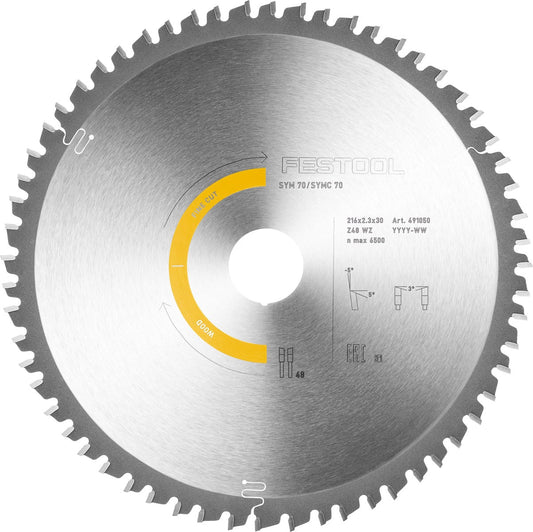 Festool Kreissägeblatt WOOD FINE CUT HW 216x2,3x30 mit Hartmetallzähnen für Feinschnitte in Holz und Platten