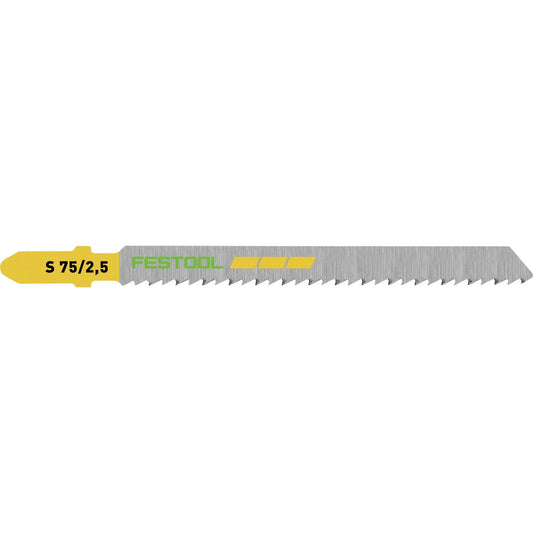 Festool Stichsägeblatt S 75/2,5 WOOD FINE CUT mit T-Schaft, gelbe Farbcodierung für Holzschnitte
