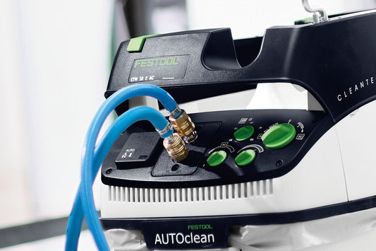 Festool Druckluftmodul DL CT 26/36/48 mit blauem Schlauch und Druckanschluss an Absaugsystem
