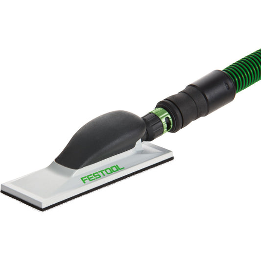 Festool Schleifklotz HSK-A mit grünem Absaugschlauch und ergonomischem Griff für Handschliff