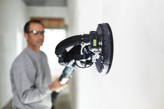 Festool Bürstensegment BS-LHS-E 225 in Anwendung am Schleifkopf des PLANEX easy Langhalsschleifers