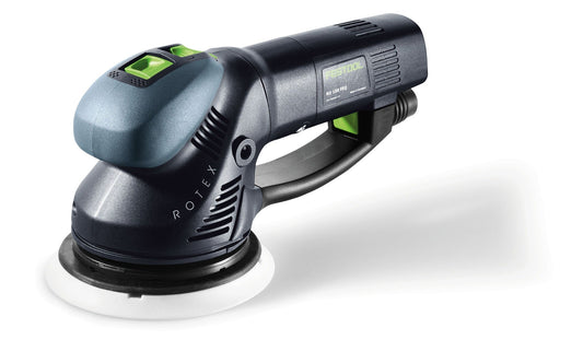Festool ROTEX RO 150 FEQ-SYS GR Getriebe-Exzenterschleifer mit weißem Schleifteller, Seitenansicht