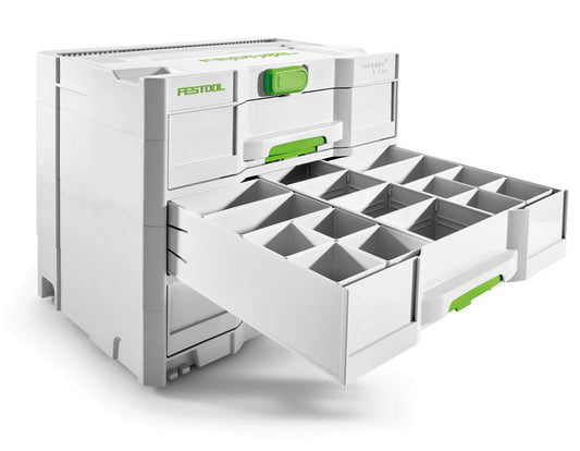 Festool Einsatzboxen Set 60x60/120x71 mit offener Schublade, kleine und mittlere Boxen im Systainer