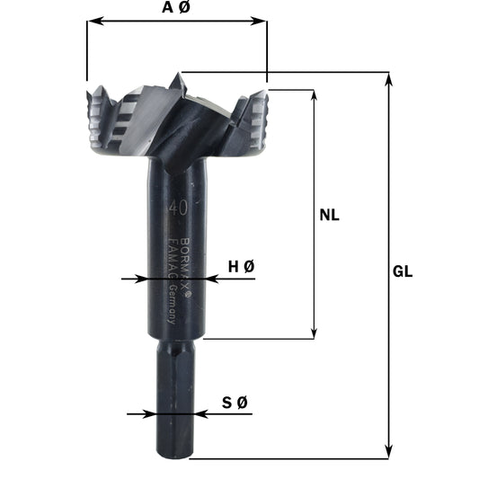 FAMAG Forstnerbohrer Bormax WS mit Parameter