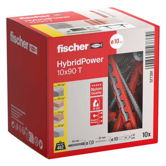 fischer HybridPower 10 x 90 mit Senkkopfschraube,10 Stück Verpackung im Karton