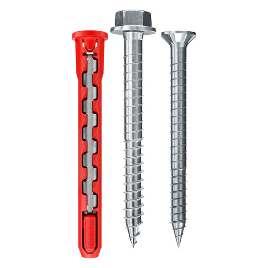 fischer HybridPower Dübel mit Schraubenvarianten Sechskant- und Senkkopf