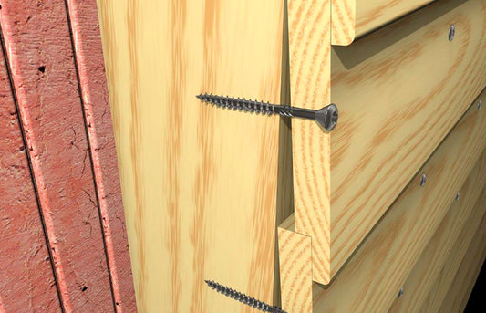 fischer Fassadenschraube FFS II-RT6 zur sicheren Befestigung von Holz- und Fassadenelementen auf Unterkonstruktionen. Korrosionsbeständig, bestens geeignet für außenliegende Holzverkleidungen und Fassadenmontage.