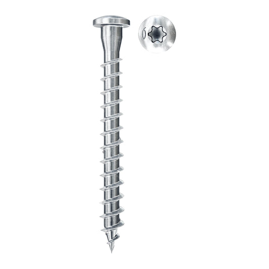 fischer Holzverbindungsschrauben Powerast FPF-PT ZPF mit Panhead, zylindrischem Unterkopf, Innenstern TX-Antrieb und Vollgewinde.