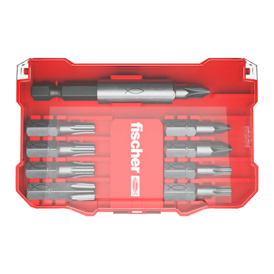 fischer ProfiBitSet FPB 10-teilig in transparenter Box – hochwertige Schraub-Bits mit Bithalter für präzises Arbeiten mit Akku- und Handschraubern.