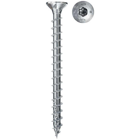 fischer Spanplattenschraube PowerFast FPF II CTF BC mit Teilgewinde und Frästaschen – ideal für präzises, splitterfreies Verschrauben in Holzmaterialien.