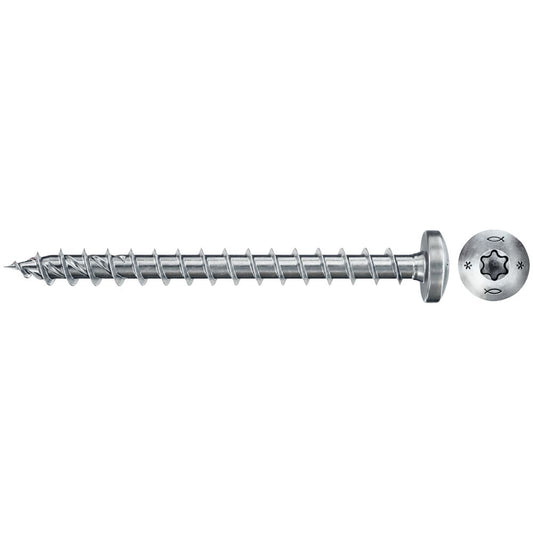 fischer Spanplattenschraube PowerFast FPF II PTF BC mit Panhead und TX-Antrieb, galvanisch verzinkt, ideal für Metallbeschläge und Holzverbindungen im Möbelbau.