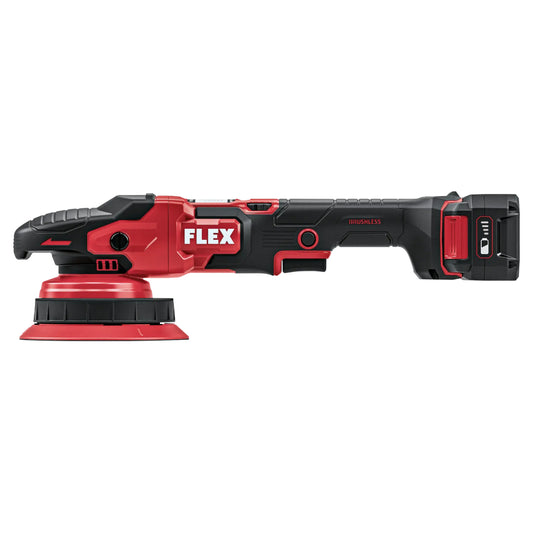 FLEX Akku-Exzenterpolierer XFE 15 150 18-EC Set Seitenansicht - Schleiftitan.de