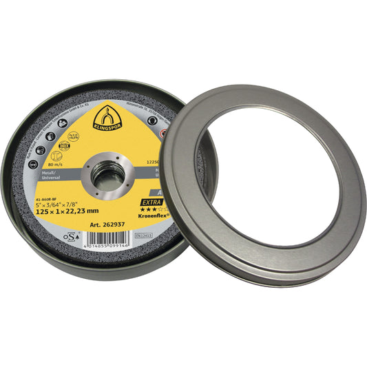 Klingspor Kronenflex Trennscheibe A 60 Extra, 125 x 1 x 22,23 mm in Metallbox