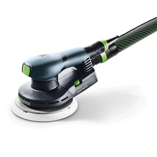 Festool ETS EC 150/3 EQ Exzenterschleifer mit Absauganlage und grüner Griffzone, Seitenansicht